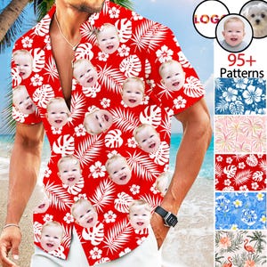 Custom Face Hawaiian Shirt: Personalized Aloha Shirt, Valentine's Day gift for Him/Her