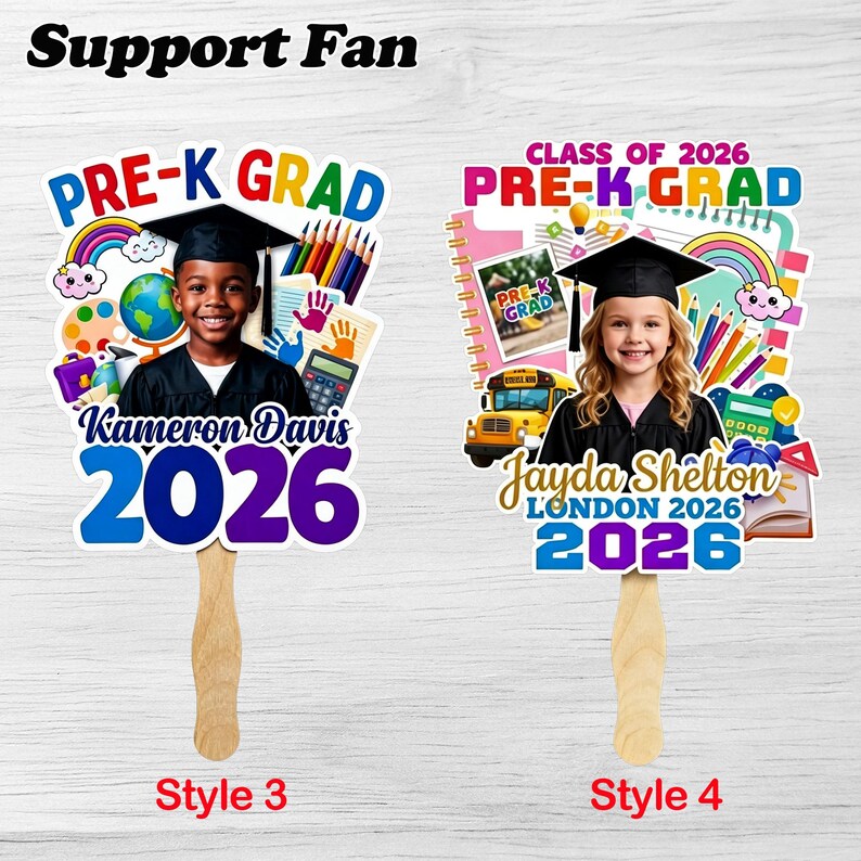 Custom Kindergarten Graduation Fan, Personalized 2026 Photo Grad Fans ...