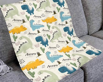 Personalized Blankets for Girls Boys, Dinosaur Baby Blanket, Kid Blanket Personalized, Custom Blankets with Name, Baby Birthday Shower Gifts