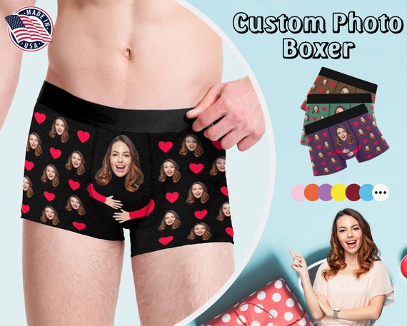 Personalized Face Boxer Briefs for Him Custom Underwear Made