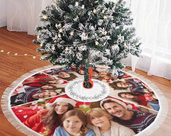 Personalized Tree Mat ,Custom Christmas Tree Skirts ,Personalized Holiday Decor, Custom Tree Skirt With Photo, Unique Family Christmas Gift