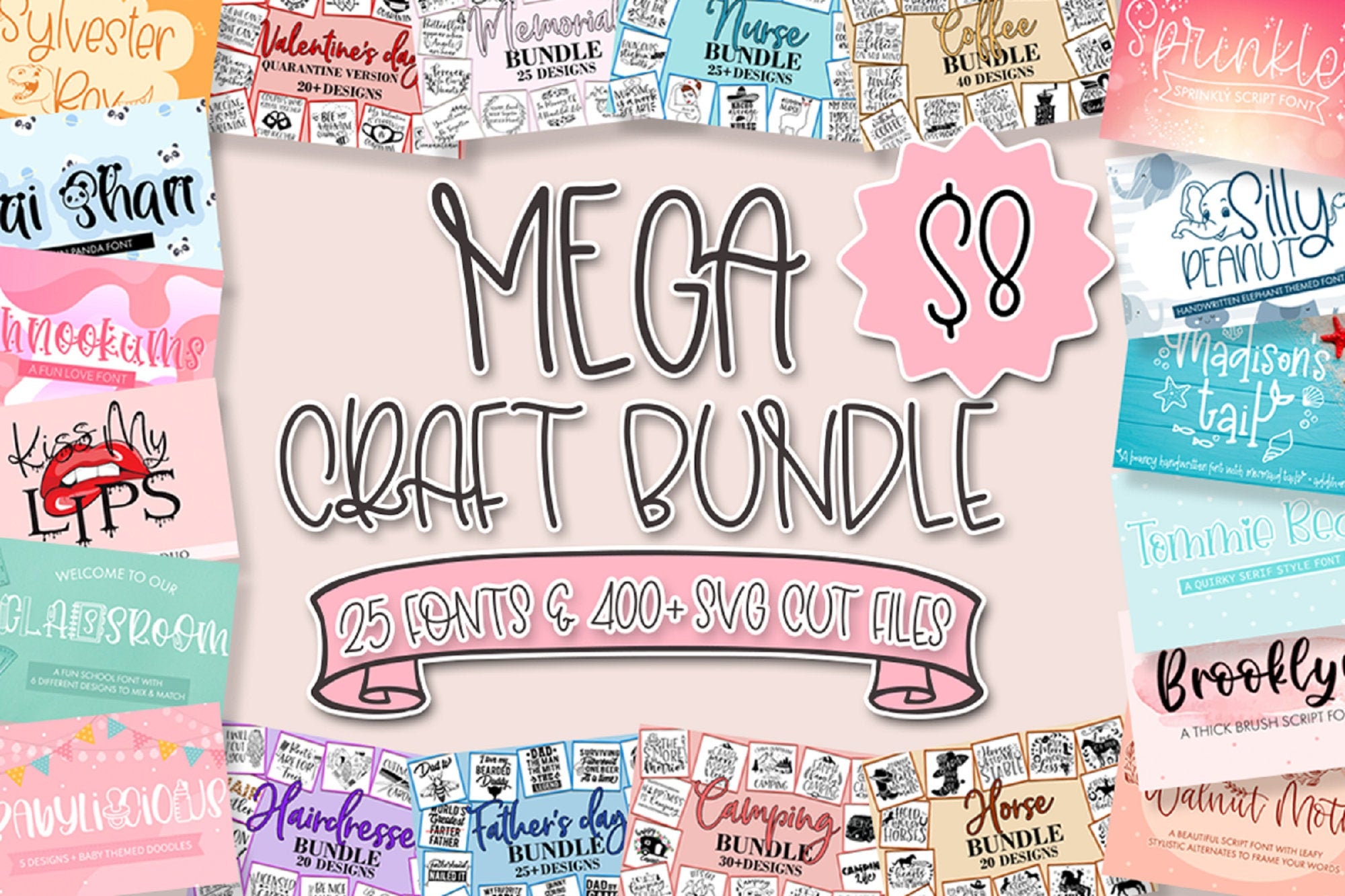 Download Mega SVG Craft Bundle 400 SVG Cutting Files Font Bundle | Etsy