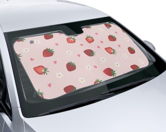 Funda para parabrisas con diseño de fresas, parasol, verano, accesorios para coche