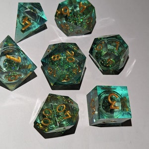 Green Polyhedral Liquid Core Dice