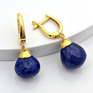 Lapis Lazuli Earrings, Silver Lapis Earrings, Natural Lapis Lazuli Drop Earrings, September Birthstone Blue Earrings, Genuine Lapis Jewelry