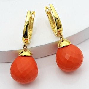Coral Earrings , Silver Pink Coral Earrings , Sea Coral Teardrop Earrings , Natural Hand Cut Coral Jewelry  , Gold Filled Earrings Ocean