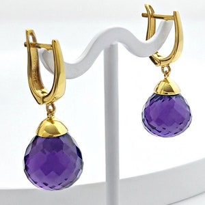 Silver Amethyst Drop Earrings, Amethyst jewelry Dangle Earrings,  Purple Natural February Birthstone Earrings, Valentines Gifts