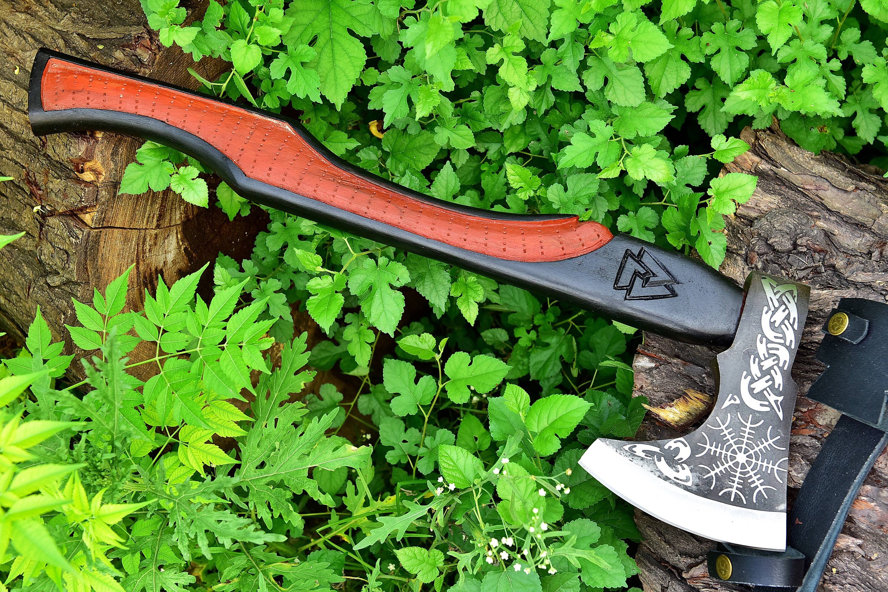 Viking Axe Amazing Engraved Handle With leather sheath Etsy