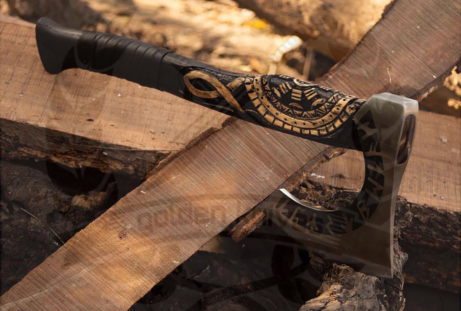 Viking Axe Amazing Engraved Handle With leather sheath Etsy