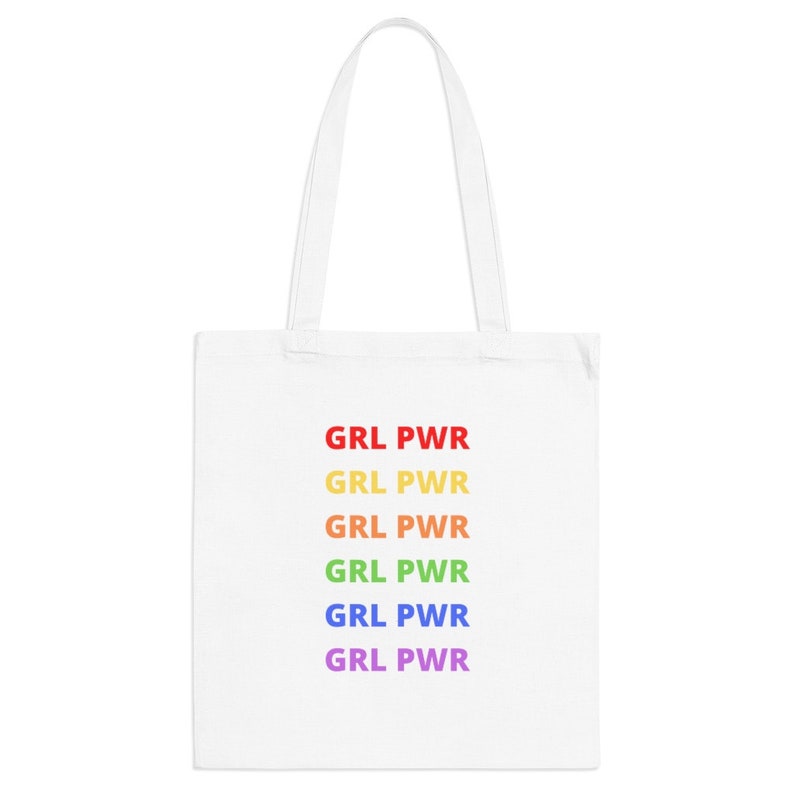 Female Empowerment Girl Power Girls Supporting Girls Reusable Shoulder bag Feminist National Womens Day Rainbow Bag GRL PWR Tote Bag
