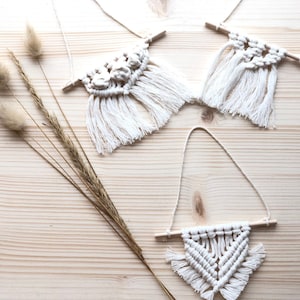 Set of 3 mini macramé wall hanging, wall decoration, boho