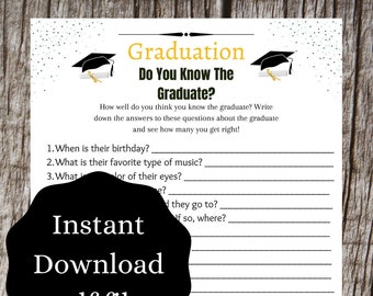 Do You Know The Graduate Printable Party Game | Graduation Printables | Class of 2024 | FREE Printable Game with Purchase!