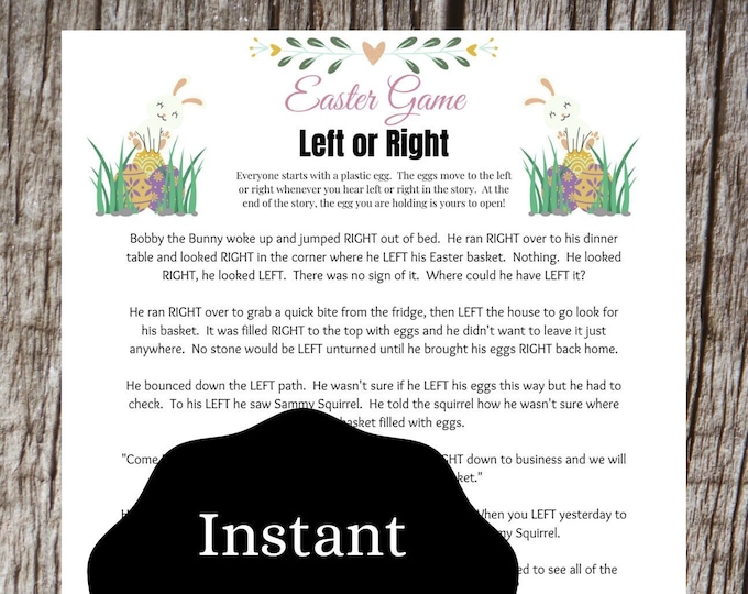 Easter Left Right Game Hoppity & the Missing Easter Eggs Printable Left