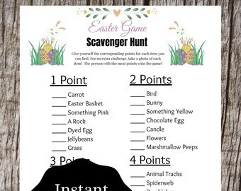 Easter Scavenger Hunt Indoor/Outdoor | Easter Printable Games | Easter Kids Adult Party Games | FREE Printable Game with purchase!