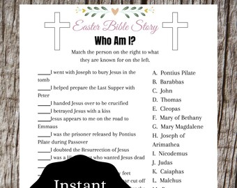 Easter Bible Story Trivia Game: 'Who Am I?' Printable (PDF)