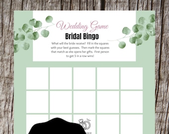 Eucalyptus Bridal Shower Bingo Game | Printable Wedding Game (PDF)