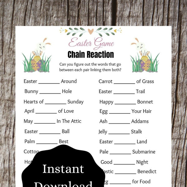 Easter Chain Reaction Game | Printable Easter Party Game | Family Kids Adult Printable Games | FREE Game with purchase!