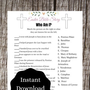 Who Am I? Easter Bible Story Trivia Game | Easter Printable Game | Easter Party Game | FREE Game with purchase!