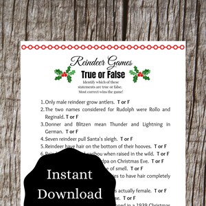 Christmas True or False Reindeer Games Family Party Game | Christmas Adult Party Games | Christmas Holiday Kids Party Games