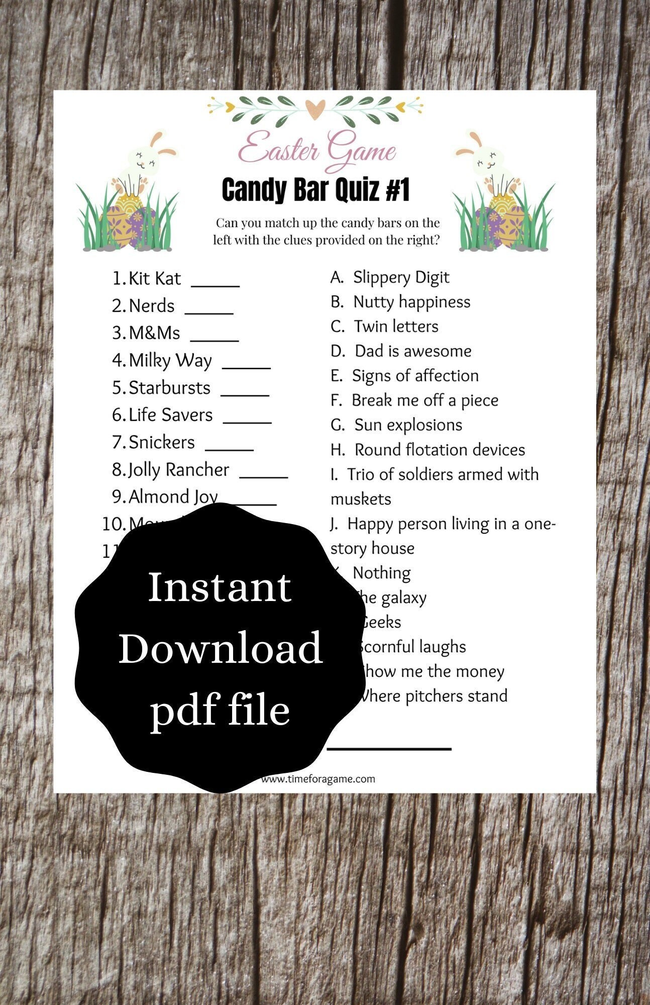 easter candy bar trivia quiz 1 easter printable games etsy