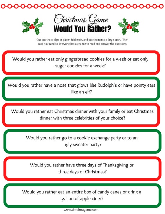 Christmas Would You Rather? - Free Printable! - Kids Activity Zone