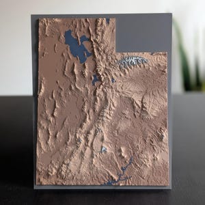 Utah State 3D Map: Home Office Art Decor [Desert States Series]