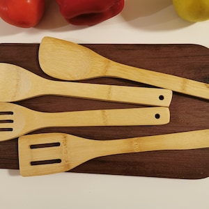 Handmade Wooden Spoons Kitchen Utensils Set 4, Vintage Style, Housewarming Gift, Kitchen Gift, Chef Gift, Primitive Tools