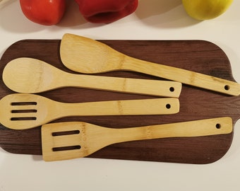 Juego de utensilios de cocina de madera hechos a mano, cucharas de madera báltica, herramientas de cocina
