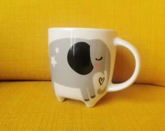 Cute Elephant Coffee Mug, Animal Lover Gift (10.15 oz)