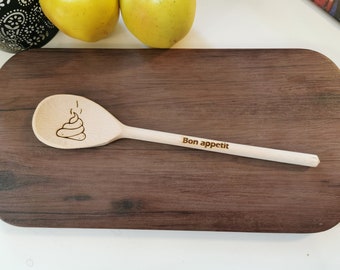 Handmade Wooden Spoon, Kitchen Poop spoon, Bon Appetit, Funny style, Housewarming Gift, Kitchen Gift, Chef Gift, Primitive Tools