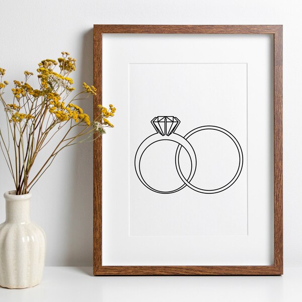 Minimal Art| Line Art| Marriage Art| Rings Art| Digital Download| Best Seller| Top Seller| Modern Art| Minimalist Art| Wall Art| Gifts|