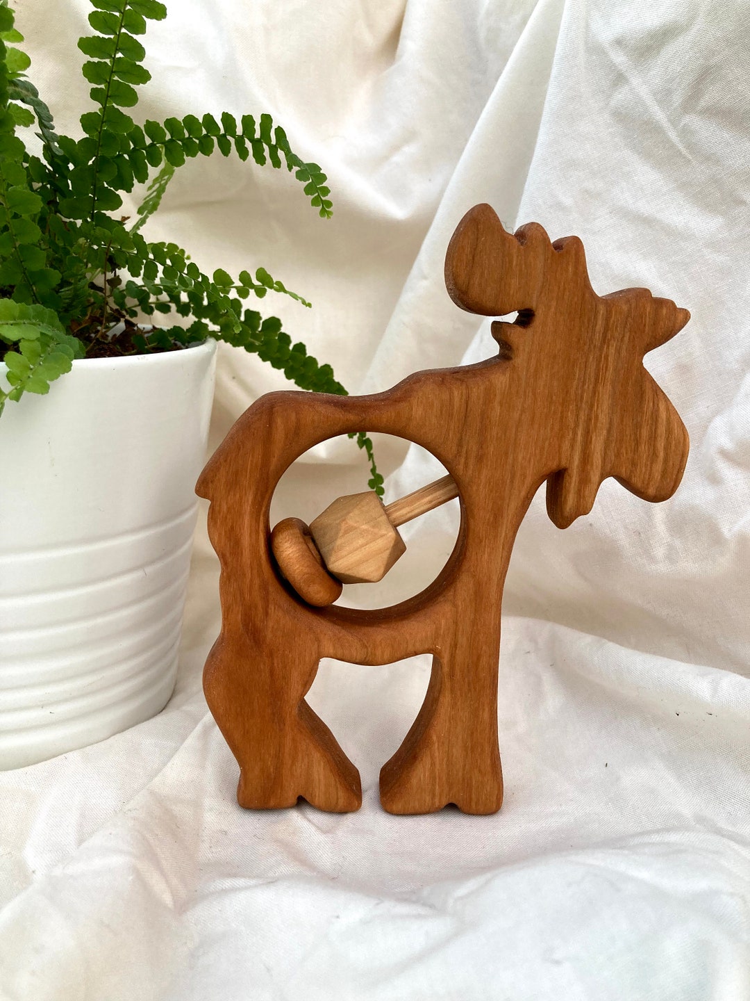 Baby Rattle Moose, Wood Rattle - Meets CPSC Requirements - Etsy