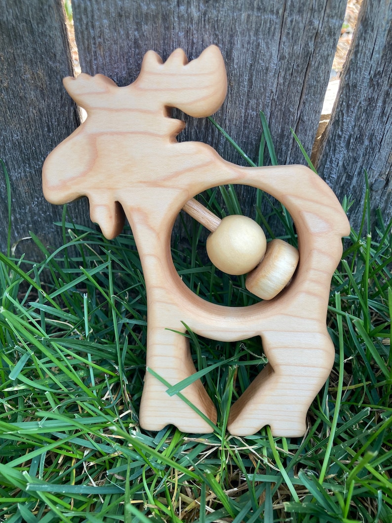 Baby Rattle Moose, Wood Rattle - Meets CPSC Requirements - Etsy