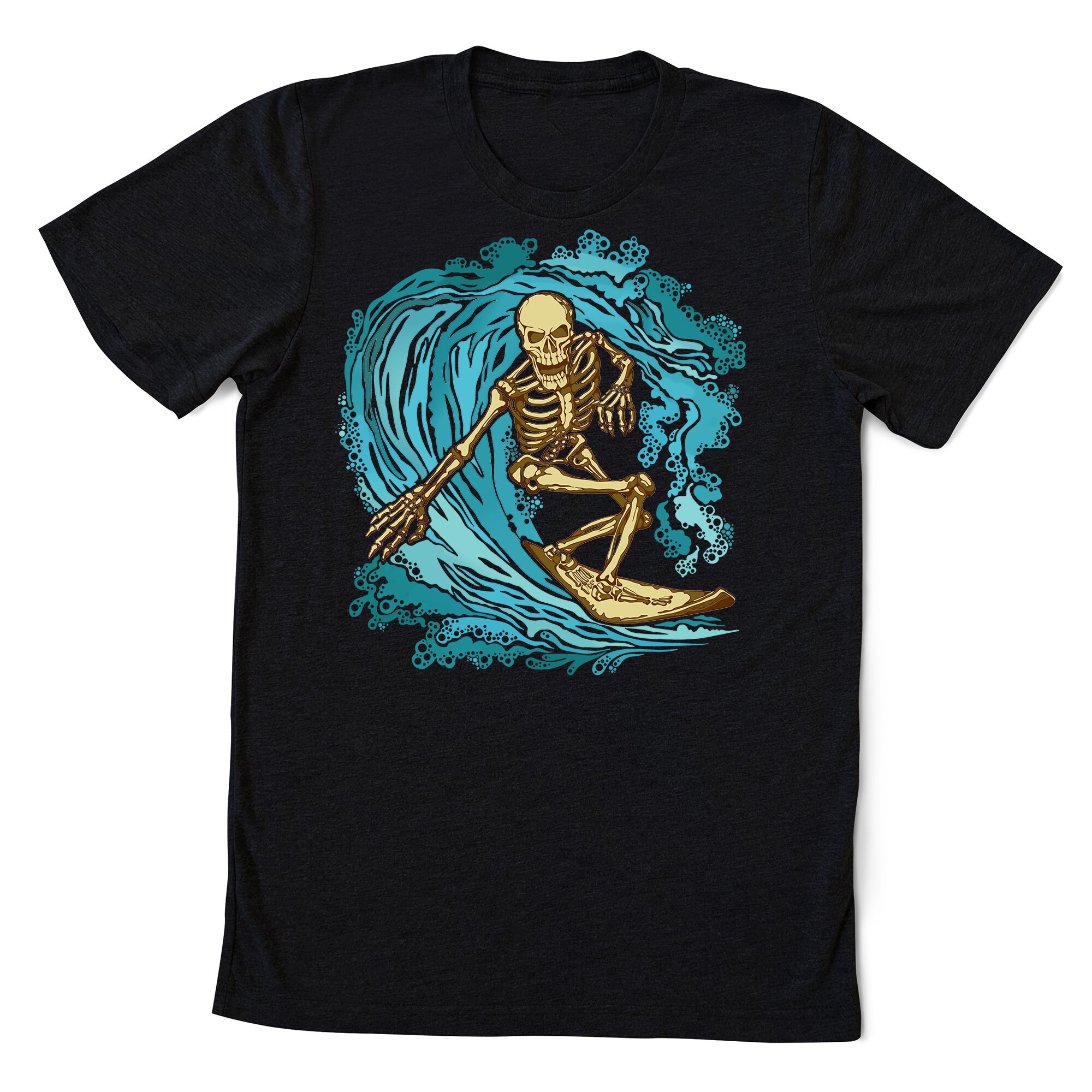 Skeleton Skull Surfing Funny T-shirt Adult Clothing Tee | Etsy