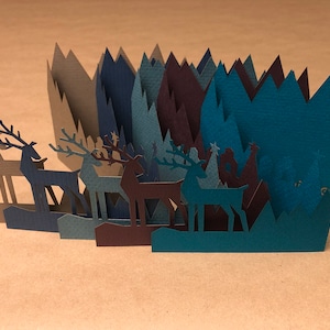 Ensemble de 5 cartes de vacances / Greeting Handmade 5 couleur Reindeer Pack