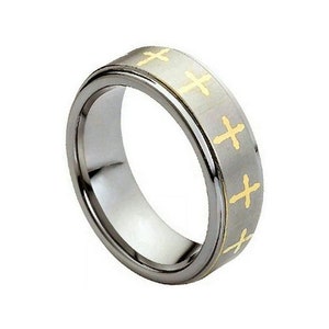 Custom Personalized Engraved 8mm Tungsten Carbide Yellow Gold Tone IP Plated Laser Engraved Wedding Band Engagement Ring For Men Or Ladies