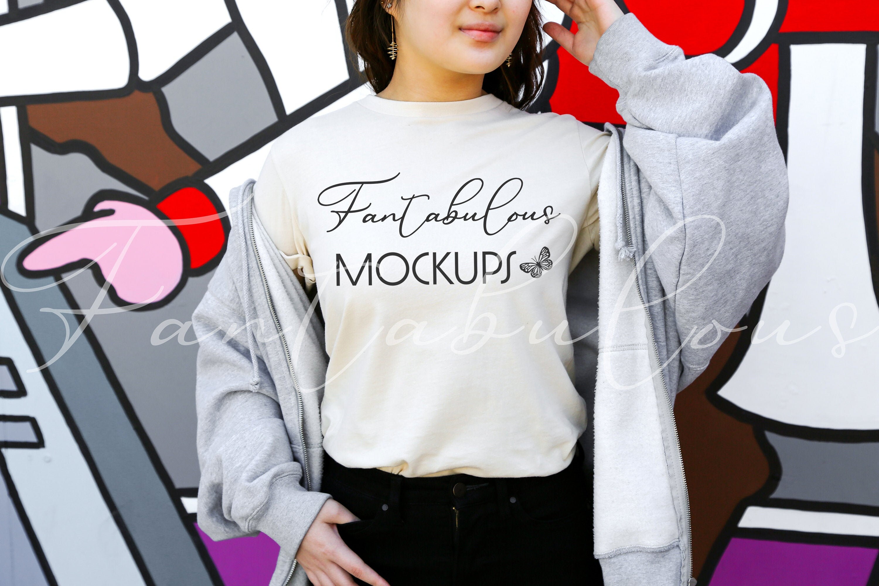 BELLA CANVAS 3001 Soft Cream Tshirt Mockup, Short Sleeves Jersey ...