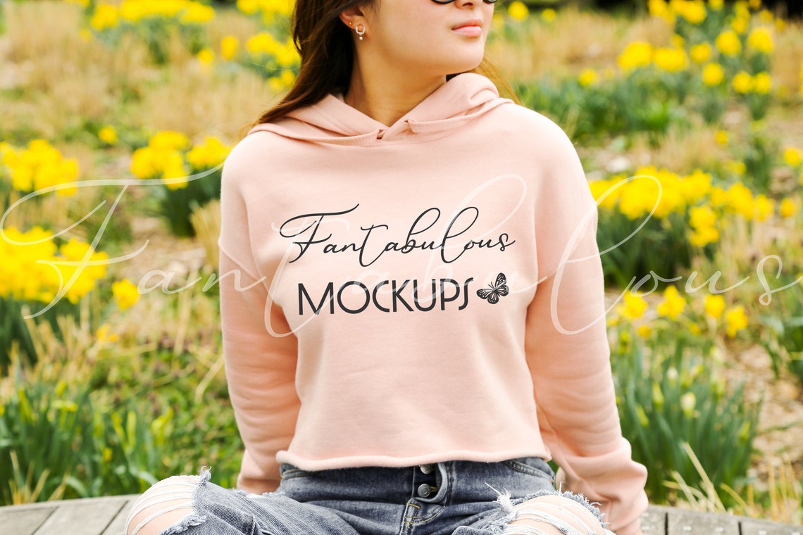BELLA CANVAS 7502 Cropped Peach Hoodie Mock B7502 Ladies Long - Etsy