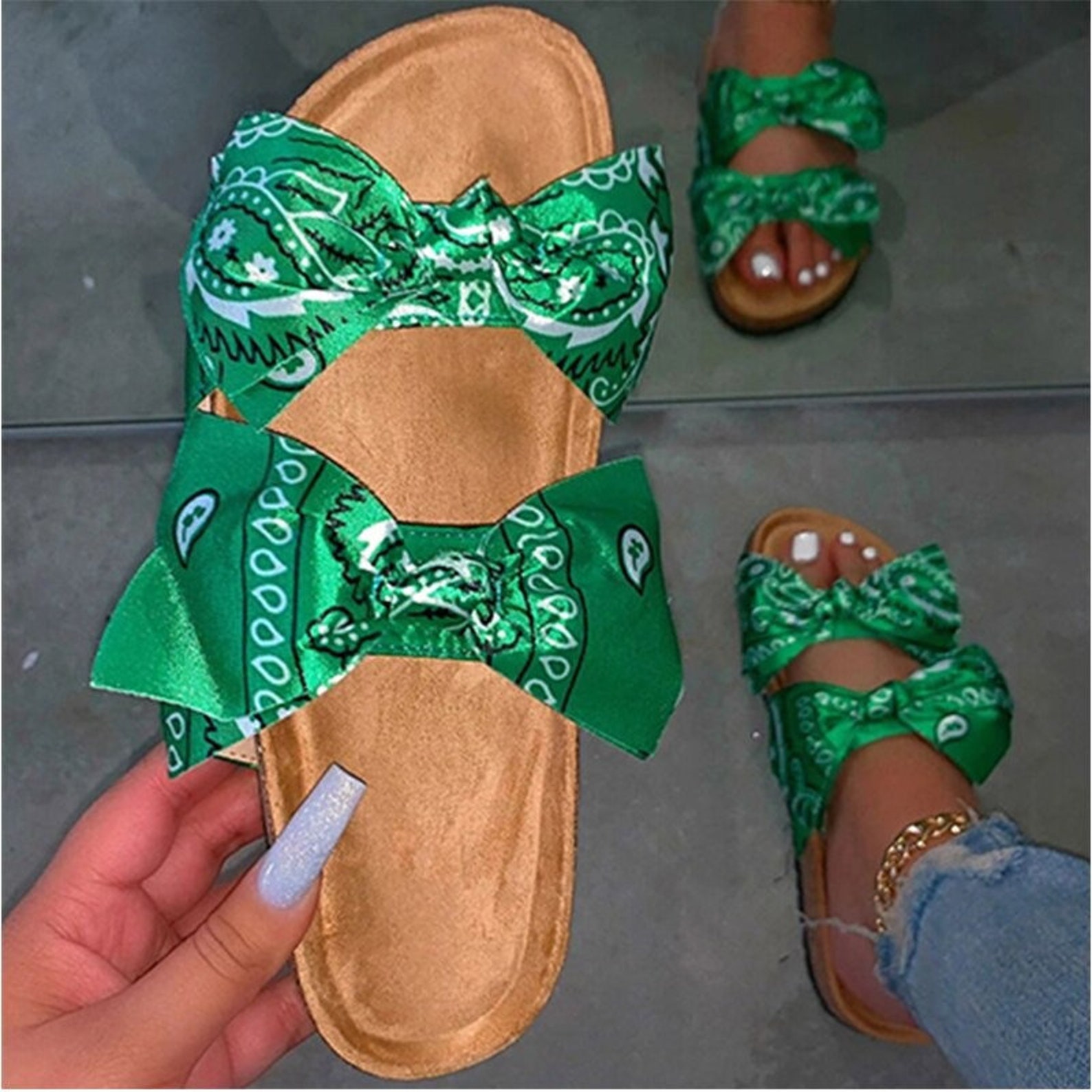 Green Bandana Sandals Green Bandana Sandals Womens | Etsy