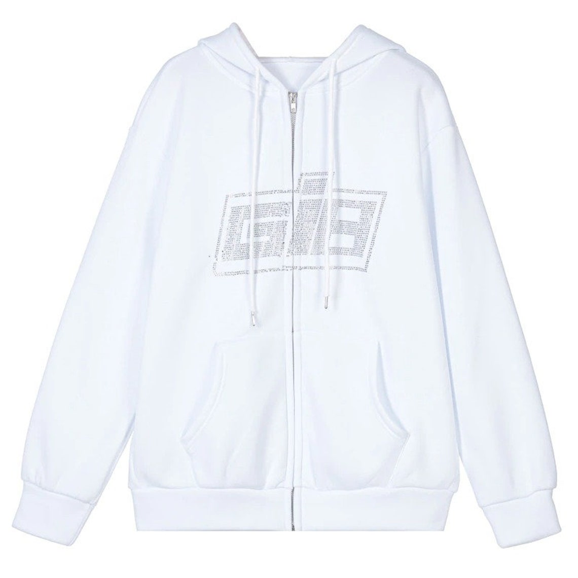 Oversized Y2k Rhinestone Zip Up Hoodie Y2k Rhinestone Zip Up  Etsy