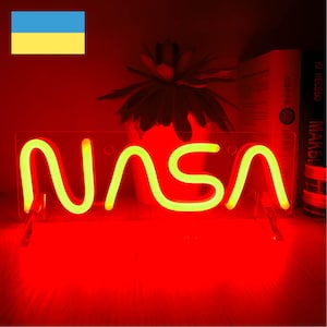 NASA LED Neon Sign, Custom wall decoration, Available in 12 colors, Sensor dimmer to changes brightness, Hand crafted sign