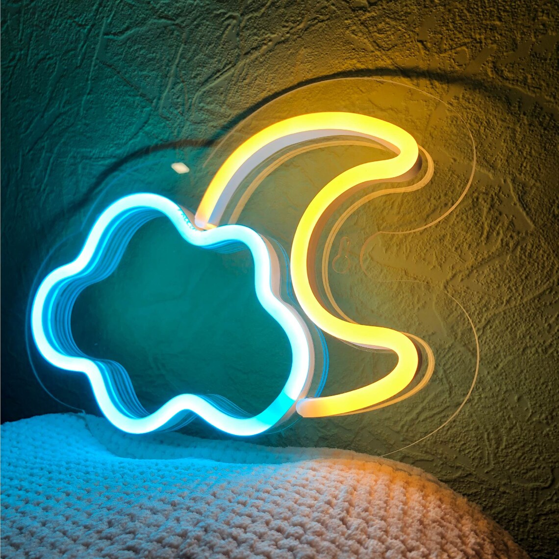 Moon and Cloud LED Neon Sign Wall Decoration Neon Night Etsy