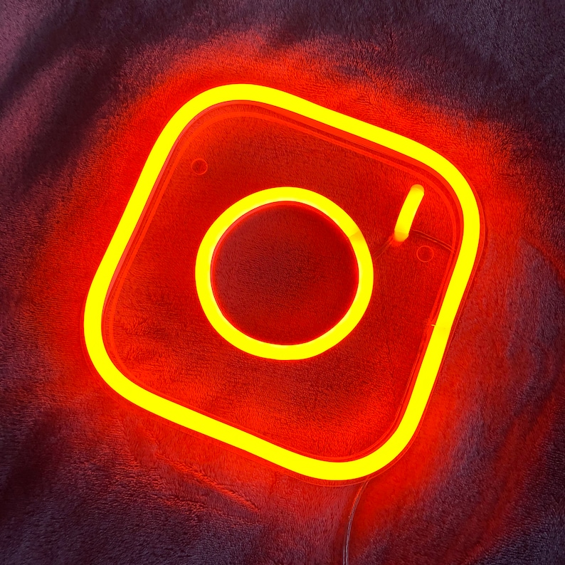 Instagram Icon Neon Sign, Custom Wall Decoration, Available in 12