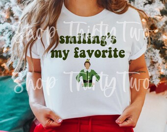 Smiling’s My Favorite elf PNG Christmas - Funny Christmas - Vintage Christmas