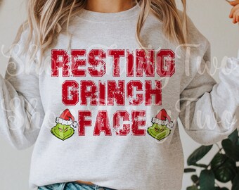Resting Grinch Face Christmas PNG - Funny Christmas - Colorful Christmas