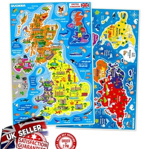 QUOKKA 100 Piece Puzzles for Kids Ages 4-6 – 3 Pack Floor Puzzles for Kids  8-10 Year Old – Learning Games World Map & Space 5-7 – United States