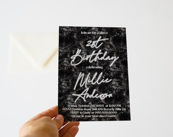 Disco Ball Birthday Invitation, Groovy Dance Party (Digital Download)