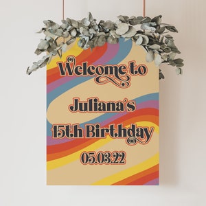 Groovy Baby Shower Welcome Sign, Retro 70s Sign, Groovy Retro Welcome Sign, Groovy Rainbow Baby Shower, Printable Shower Set