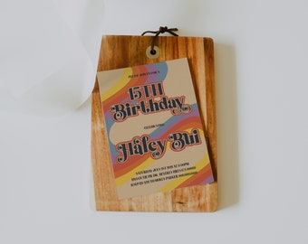 Retro 70s Rainbow Birthday Invitation (JPG/PDF)