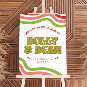 Retro Kiwi | 70&#39;s retro wedding sign, Boho 70s wedding welcome sign, Groovy wedding sign, Hippie wedding welcome sign